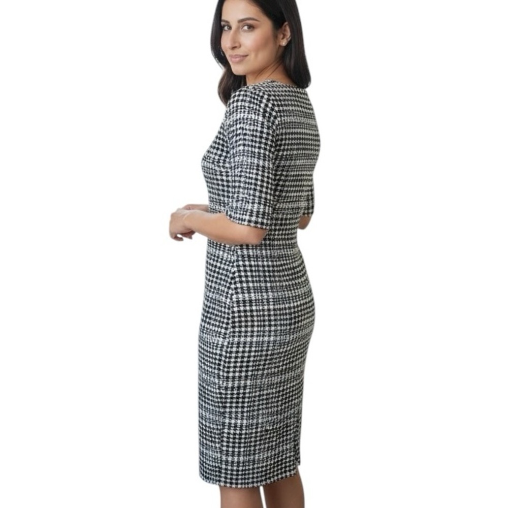 Tacera Small Houndstooth Sheath Dress Professional Office Chic